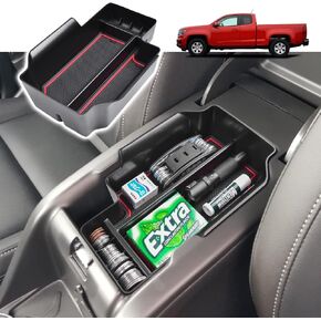 Center Console Organizer Tray Compatible with Chevy Colorado/GMC Canyon 2015 2016-2020 2021 2022 Accessories, Insert ABS Secondary Storage Box Armrest Tray Coin Holder Black