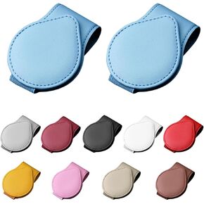 2 PCS Sunglasses Holder for Car Visor, Magnetic Leather Auto Eyeglass Hanger Clip, Visor Ticket Card Clip Eyeglasses Mount, Universal Interior Visor Car Accessories Gadgets (Beige) in Kuwait