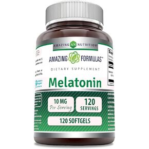 Amazing Nutrition Melatonin Supplement | 10 Mg Per Serving | 120 Softgels | Non-GMO | Gluten Free | Made in USA