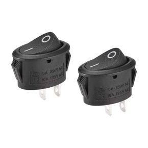 uxcell SPST Boat Rocker Switch Oval Toggle Switch for Boat Marine 2pins ON/Off AC250V/6A 125V/10A 2pcs
