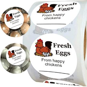 Farm Fresh Eggs Stickers 2 Inch Fresh Egg Carton Stickers from Happy Chickens Labels - Farm Chicken Eggs Stickers 500 Pcs Egg Carton Label Stickers for Egg Carton Labeling