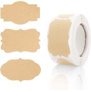 250 Pcs Kraft Label Sticker, Self-Adhesive All-Purpose Labels, Personalized Food Labels Stickers for Jars Bottle, Holiday Blessing Name Stickers Tags