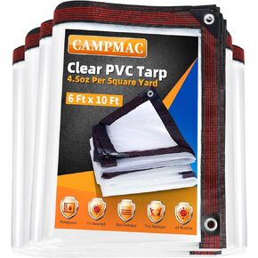 Clear Tarp 6 x 10 FT Medium Duty Waterproof New Material Tarp Cover, Grommet Every 20 Inches, for Plant, Garden, Chicken Coop, Patio