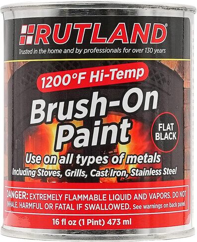 Rutland Products, Black Rutland 1200-Degree F Brush-On Flat Stove Paint, 16 Fluid Ounce, Fl Oz (Pack of 1) in Kuwait