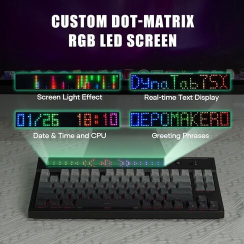 EPOMAKER DynaTab 75X Wireless Gaming Keyboard with Custom Dot-Matrix RGB LED Screen, Hot Swap Gasket-mounted Mechanical Keyboard, Bluetooth/2.4G/USB-C Custom Keyboard (Black, Wisteria Linear Switch) in Saudi Arabia
