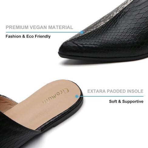 Snakeskin Mules for Women Flats Closed Pointed Toe Sandals Embossed Backless Slides Slip On Shoes in Saudi Arabia