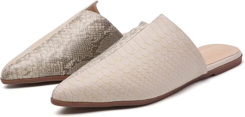 Snakeskin Mules for Women Flats Closed Pointed Toe Sandals Embossed Backless Slides Slip On Shoes in Saudi Arabia