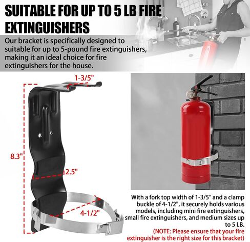 TonGass (2 Pack, Black) 2 LB Fire Extinguisher Mount Bracket for House Car Truck RV Fire Extinguisher Wall Mount Holder for Small Mini Fire Extinguishers - Design with Necessary Hardware Included in Saudi Arabia