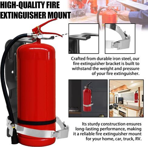 TonGass (2 Pack, Black) 2 LB Fire Extinguisher Mount Bracket for House Car Truck RV Fire Extinguisher Wall Mount Holder for Small Mini Fire Extinguishers - Design with Necessary Hardware Included in Saudi Arabia