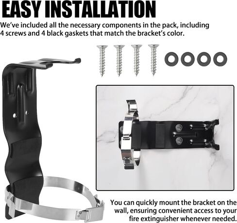 TonGass (2 Pack, Black) 2 LB Fire Extinguisher Mount Bracket for House Car Truck RV Fire Extinguisher Wall Mount Holder for Small Mini Fire Extinguishers - Design with Necessary Hardware Included in Saudi Arabia