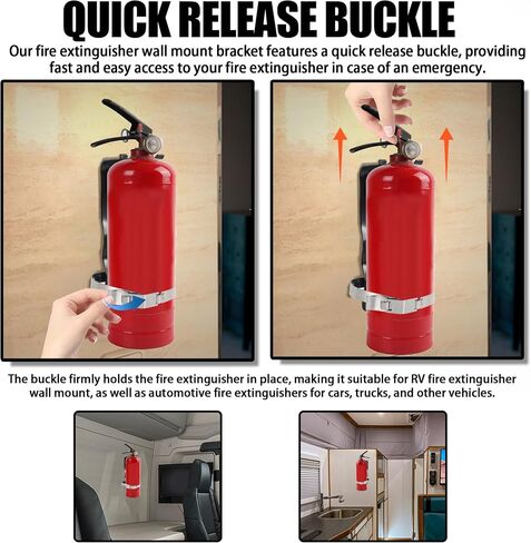 TonGass (2 Pack, Black) 2 LB Fire Extinguisher Mount Bracket for House Car Truck RV Fire Extinguisher Wall Mount Holder for Small Mini Fire Extinguishers - Design with Necessary Hardware Included in Saudi Arabia