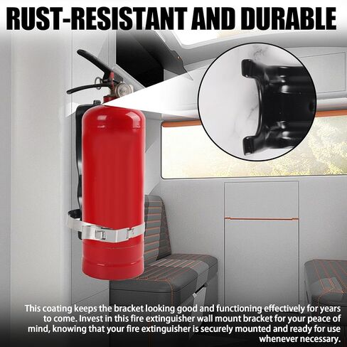 TonGass (2 Pack, Black) 2 LB Fire Extinguisher Mount Bracket for House Car Truck RV Fire Extinguisher Wall Mount Holder for Small Mini Fire Extinguishers - Design with Necessary Hardware Included in Saudi Arabia