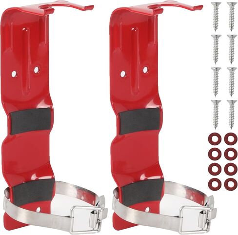 TonGass (2 Pack, Black) 2 LB Fire Extinguisher Mount Bracket for House Car Truck RV Fire Extinguisher Wall Mount Holder for Small Mini Fire Extinguishers - Design with Necessary Hardware Included in Saudi Arabia