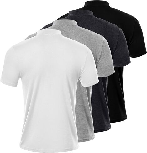 4 Pack Men's Mock Neck T Shirts, Short Sleeve Mock Turtleneck Undershirt Pullover Basic Causal Solid Tee Tops for Men in Saudi Arabia
