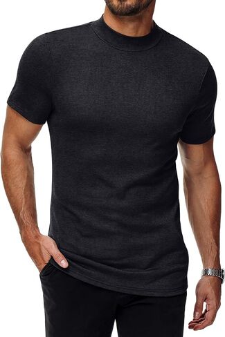 4 Pack Men's Mock Neck T Shirts, Short Sleeve Mock Turtleneck Undershirt Pullover Basic Causal Solid Tee Tops for Men in Saudi Arabia