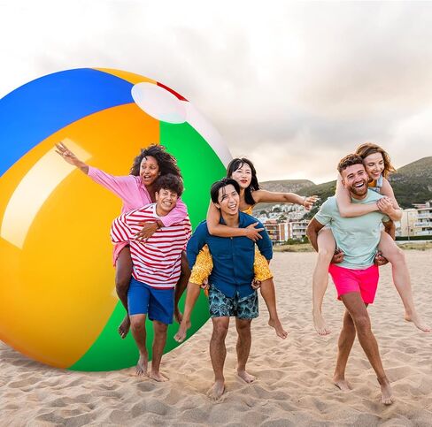 كرة شاطئ عملاقة قابلة للنفخ بطول 12 قدم، كرة شاطئ كبيرة بألوان قوس قزح، كرة شاطئ كبيرة، كرة حمام سباحة كبيرة، كرة شاطئ قابلة للنفخ، كرة شاطئ رياضية، لعبة جامبو لحمام السباحة، لعبة مائية، ديكور الحفلات in Kuwait