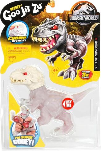 مجموعة Heroes of Goo Jit Zu Jurassic World Hero Pack، Indominus Rex، بطول أكثر من 4 بوصات - شخصية ديناصور إسفنجية قابلة للتمدد مع حركة هجوم القضم وحشوة لزجة فريدة من نوعها in Kuwait