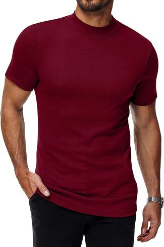 4 Pack Men's Mock Neck T Shirts, Short Sleeve Mock Turtleneck Undershirt Pullover Basic Causal Solid Tee Tops for Men in Saudi Arabia