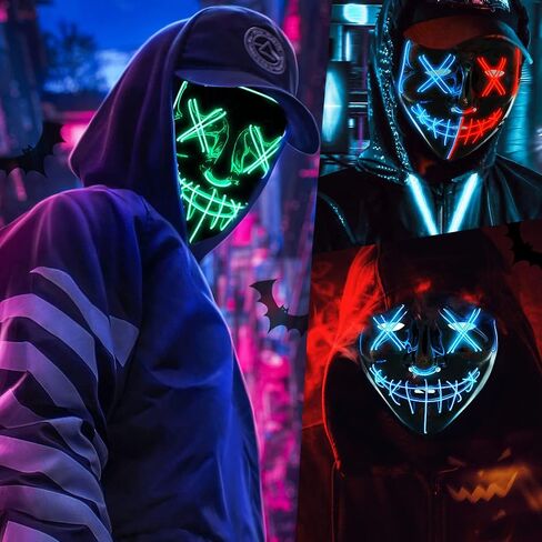 heytech Halloween Mask LED Purge Mask for Festival Halloween Scary Party,Costume Cosplay,Gifts in Saudi Arabia