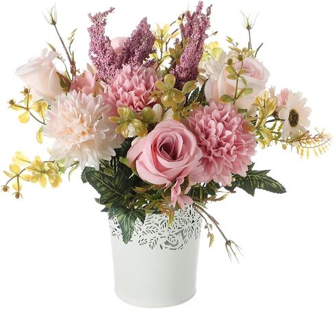 Artificial Flower Bouquets 2pcs Fake Daisy Rose Chrysanthemum Ball Carnations for Table Centerpieces Home Wedding Decoration, Pink in Saudi Arabia