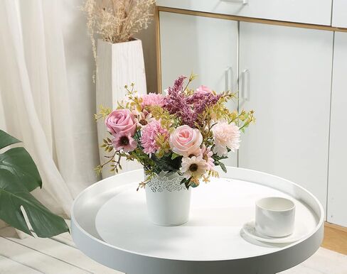 Artificial Flower Bouquets 2pcs Fake Daisy Rose Chrysanthemum Ball Carnations for Table Centerpieces Home Wedding Decoration, Pink in Saudi Arabia