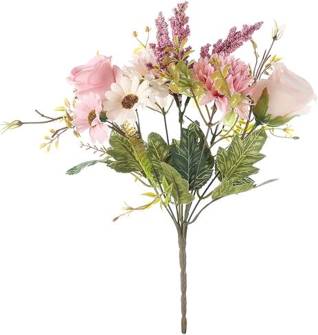 Artificial Flower Bouquets 2pcs Fake Daisy Rose Chrysanthemum Ball Carnations for Table Centerpieces Home Wedding Decoration, Pink in Saudi Arabia