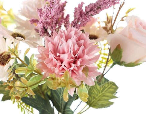 Artificial Flower Bouquets 2pcs Fake Daisy Rose Chrysanthemum Ball Carnations for Table Centerpieces Home Wedding Decoration, Pink in Saudi Arabia