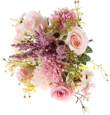 Artificial Flower Bouquets 2pcs Fake Daisy Rose Chrysanthemum Ball Carnations for Table Centerpieces Home Wedding Decoration, Pink in Saudi Arabia