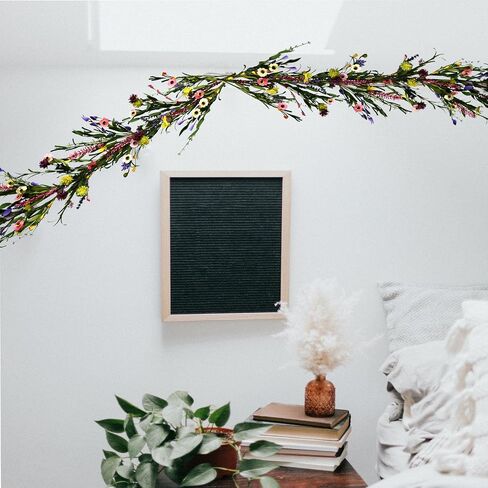 2PCS Artificial Daisy Garland, Artificial Wildflower Garland, 6FT Faux Flower Hanging Vine, Purple Flowers Ivy, Spring Garland with Eucalyptus Boston Fern Vine for Sign Board Party Home Decor in Saudi Arabia