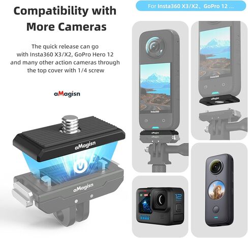 حامل مغناطيسي سريع الفك متوافق مع Insta360 X4/X3/X2 ومتوافق مع Gopro 12 in Kuwait