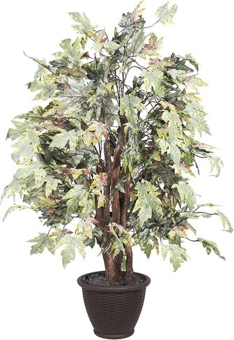 Vickerman 4' Artificial Frosted Maple Extra Full Bush, Brown Plastic Container. in Saudi Arabia