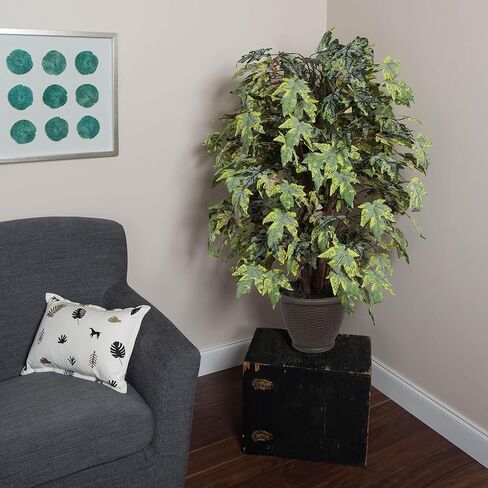 Vickerman 4' Artificial Frosted Maple Extra Full Bush, Brown Plastic Container. in Saudi Arabia