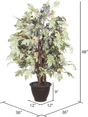 Vickerman 4' Artificial Frosted Maple Extra Full Bush, Brown Plastic Container. in Saudi Arabia