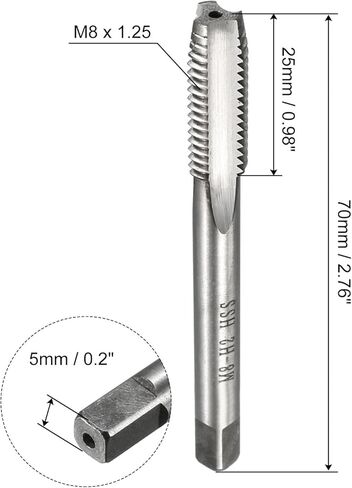 uxcell 4pcs Metric Thread Taps M8 x 1.25 H2 High Speed Steel Straight Flutes Machine Screw Taps Threading Tapping Repair Tools in Saudi Arabia