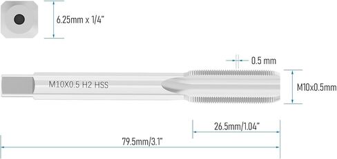 Metric Machine Tap M12 x 1.25, HSS 6542 Screw Tap H2, 3 Straight Flutes Thread Hole Repair Tools, Screw Milling Threading Machinist Repair(M12 x 1.25mm) in Kuwait