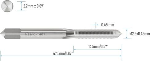 Metric Machine Tap M12 x 1.25, HSS 6542 Screw Tap H2, 3 Straight Flutes Thread Hole Repair Tools, Screw Milling Threading Machinist Repair(M12 x 1.25mm) in Kuwait