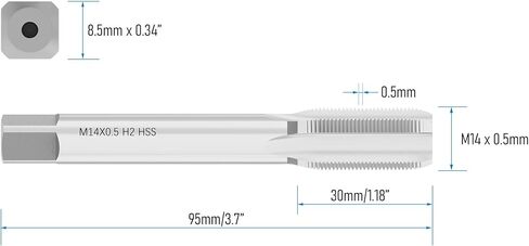 Metric Machine Tap M12 x 1.25, HSS 6542 Screw Tap H2, 3 Straight Flutes Thread Hole Repair Tools, Screw Milling Threading Machinist Repair(M12 x 1.25mm) in Kuwait