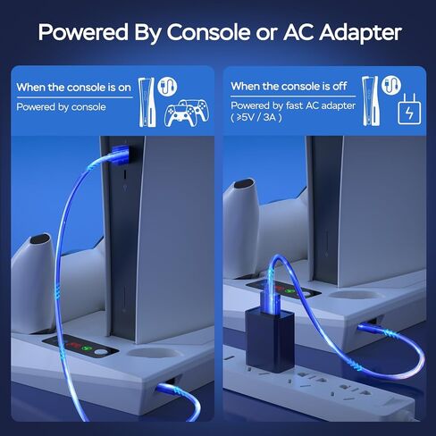 PS5 Stand with PS5 Cooling Station and PS5 Charger Station for Playstation 5 Accessories, PS5 Controller Charger Station with 3-Level Silent Cooling Fan(Not Fit 2023 PS5 Slim) in Saudi Arabia