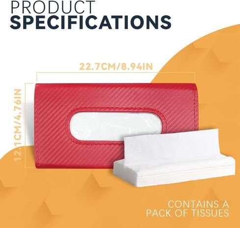 ASUBHA Car Tissue Box Holder, Car Leather Tissue Holder, Car Napkin Holder, Rectangular Car Sun Visor Napkin Box, Visor Tissue Box Holder, Car Hanging Paper Towel Clip for All Cars (red) in Kuwait