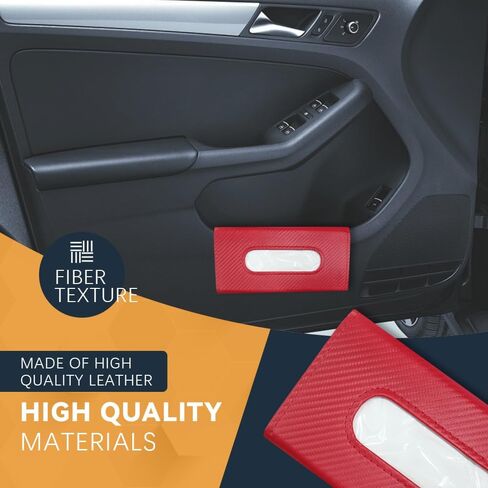ASUBHA Car Tissue Box Holder, Car Leather Tissue Holder, Car Napkin Holder, Rectangular Car Sun Visor Napkin Box, Visor Tissue Box Holder, Car Hanging Paper Towel Clip for All Cars (red) in Kuwait