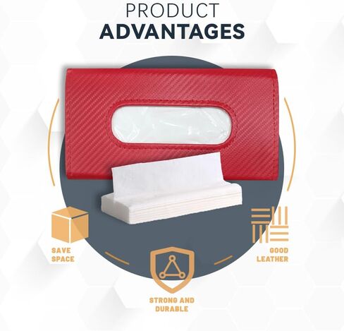 ASUBHA Car Tissue Box Holder, Car Leather Tissue Holder, Car Napkin Holder, Rectangular Car Sun Visor Napkin Box, Visor Tissue Box Holder, Car Hanging Paper Towel Clip for All Cars (red) in Kuwait