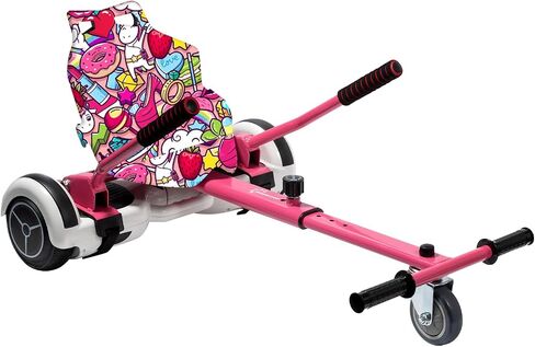 SUNSHINE Hoverboard Kart Seat Attachment Accessory for 6.5" 8" 10" Two Wheel Self Balancing Scooter (Patterned Pink) in Kuwait