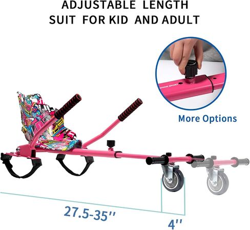 SUNSHINE Hoverboard Kart Seat Attachment Accessory for 6.5" 8" 10" Two Wheel Self Balancing Scooter (Patterned Pink) in Kuwait
