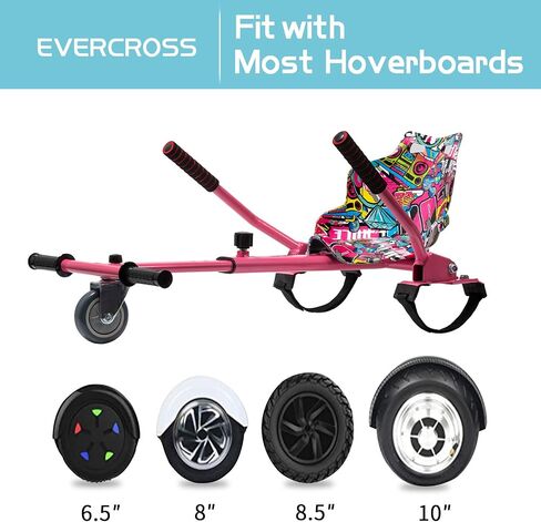 SUNSHINE Hoverboard Kart Seat Attachment Accessory for 6.5" 8" 10" Two Wheel Self Balancing Scooter (Patterned Pink) in Kuwait