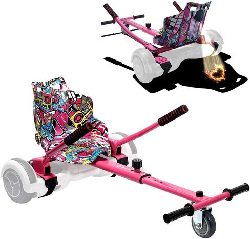 SUNSHINE Hoverboard Kart Seat Attachment Accessory for 6.5" 8" 10" Two Wheel Self Balancing Scooter (Patterned Pink) in Kuwait