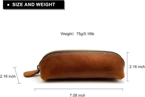 Leather Pencil Case Pencil Bag Pouch With Zipper Pen Holders Handmade Genuine Leather For Men Women Businessmen And Artists Home Work Office. (Brown) in Saudi Arabia