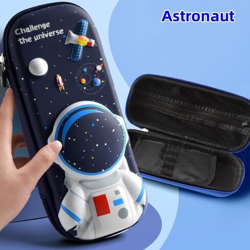 3D Pencil Case for Kids, Waterproof Pencil Box with Compartments Pen Pouch (Blue dinosaur) in Saudi Arabia