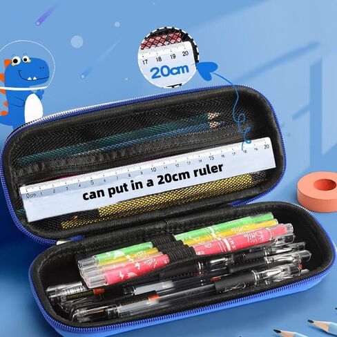 3D Pencil Case for Kids, Waterproof Pencil Box with Compartments Pen Pouch (Blue dinosaur) in Saudi Arabia