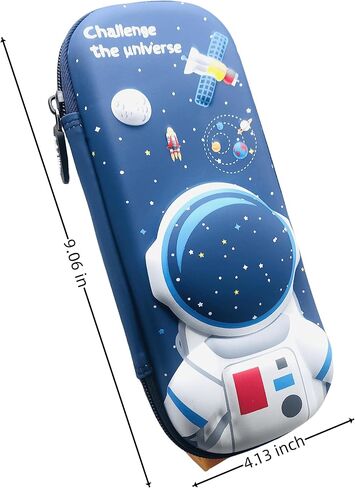 3D Pencil Case for Kids, Waterproof Pencil Box with Compartments Pen Pouch (Blue dinosaur) in Saudi Arabia
