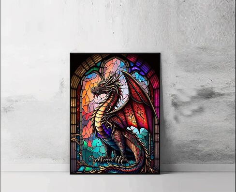 Puraikcmi DIY 5D Dragon Diamond Painting Black Fire Dragon Diamond Painting Kits for Adults,5D DIY Full Drill Dragon Diamond Art for Home Wall Decor 12x16 Inch in Kuwait